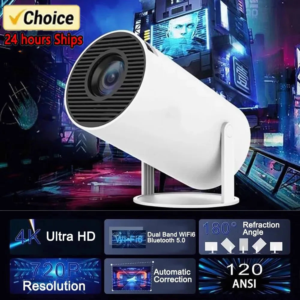 HY300 HiFi Projector 4K Android 11 Dual Wifi6.0 BT5.0 H713 280ANSI 720P Built-in Cinema Sound Speaker Protable Mini Projetor