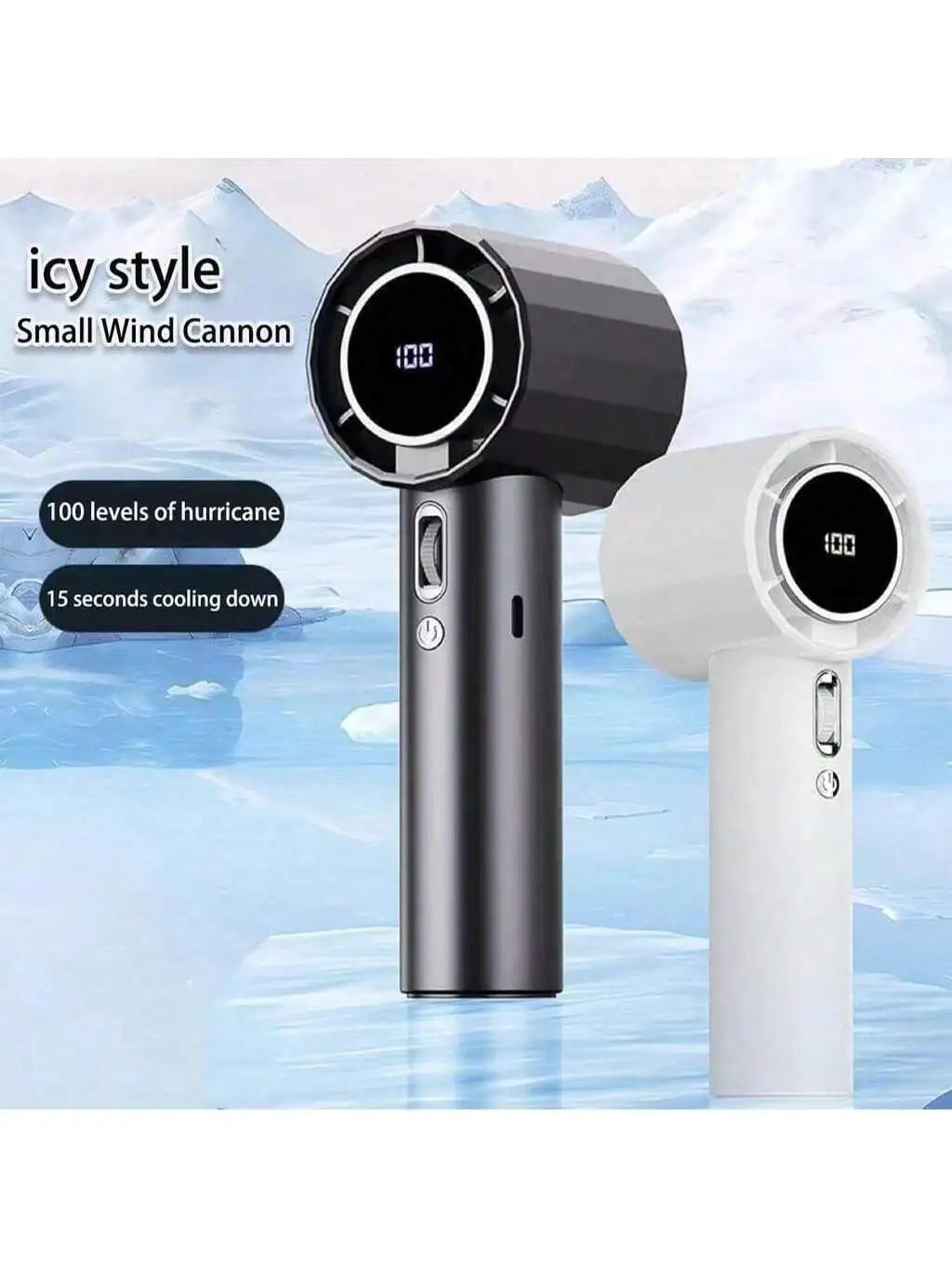 1pc Portable Handheld Turbo Fan - 100-Speed Adjustable, 1800mAh USB Rechargeable With Digital Display, Mini Cooling Fan