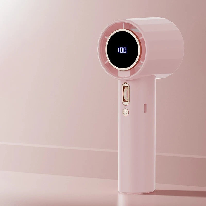 1pc Portable Handheld Turbo Fan - 100-Speed Adjustable, 1800mAh USB Rechargeable With Digital Display, Mini Cooling Fan