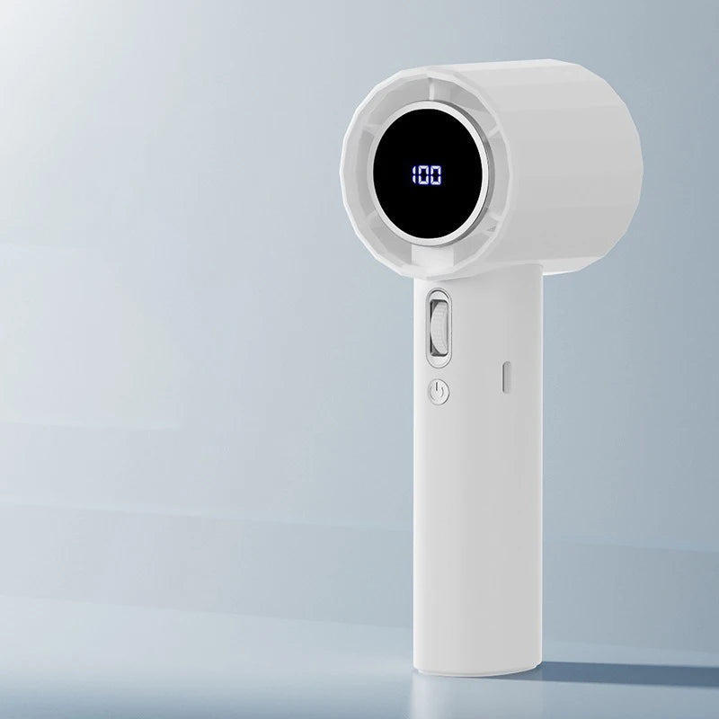 1pc Portable Handheld Turbo Fan - 100-Speed Adjustable, 1800mAh USB Rechargeable With Digital Display, Mini Cooling Fan