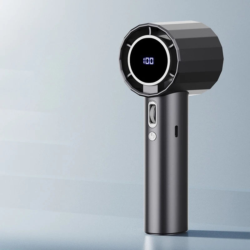 1pc Portable Handheld Turbo Fan - 100-Speed Adjustable, 1800mAh USB Rechargeable With Digital Display, Mini Cooling Fan