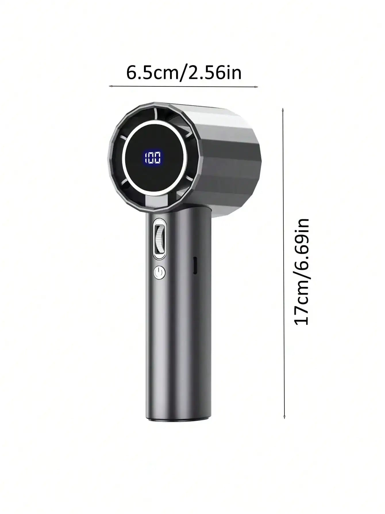 1pc Portable Handheld Turbo Fan - 100-Speed Adjustable, 1800mAh USB Rechargeable With Digital Display, Mini Cooling Fan