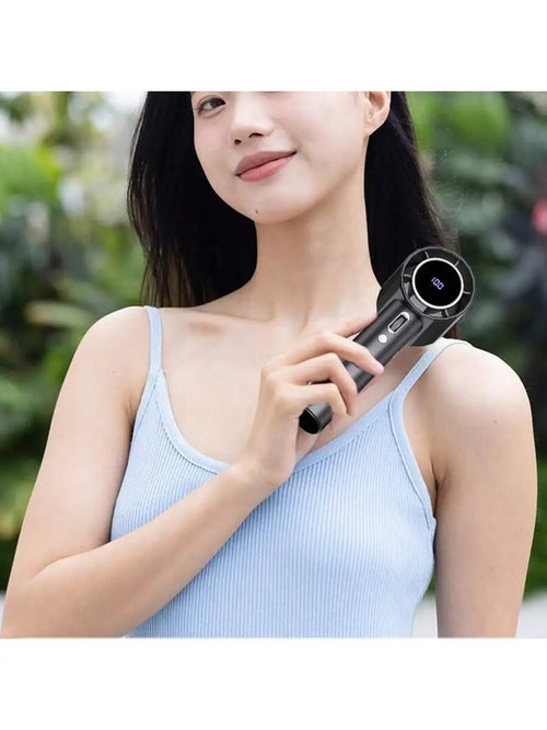 1pc Portable Handheld Turbo Fan - 100-Speed Adjustable, 1800mAh USB Rechargeable With Digital Display, Mini Cooling Fan
