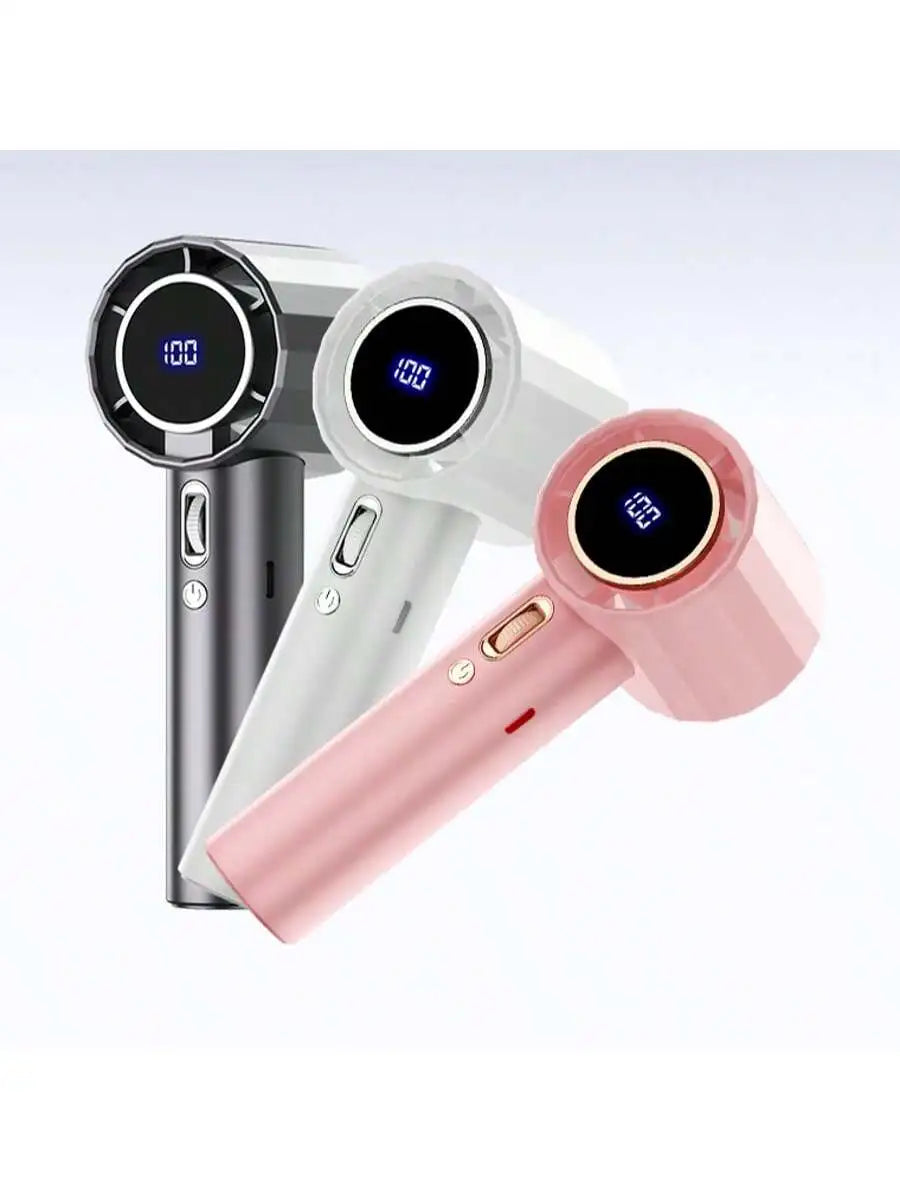 1pc Portable Handheld Turbo Fan - 100-Speed Adjustable, 1800mAh USB Rechargeable With Digital Display, Mini Cooling Fan